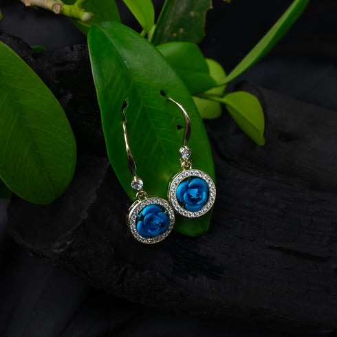 Royal Blue Rose Earrings - D66-3